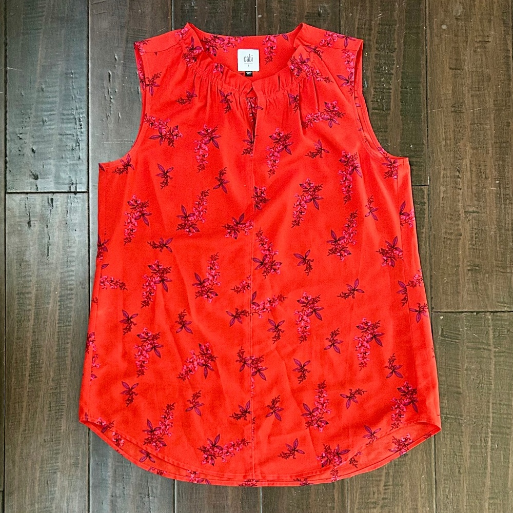 Red Cabi Dressy Tank with Frilly Collar